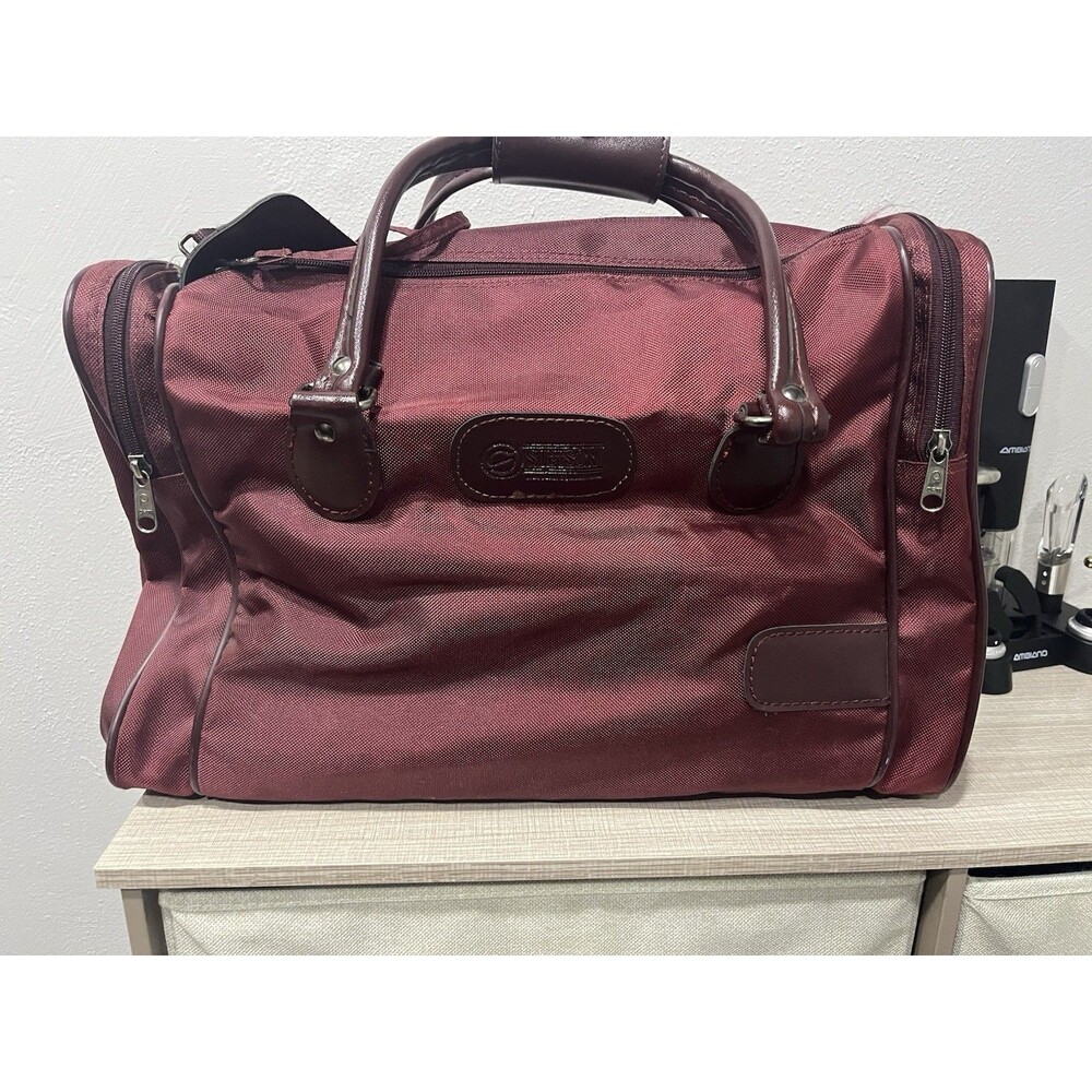 Vintage Stetson Western Collection Duffle Bag Burgundy Canvas Travel Carry-On